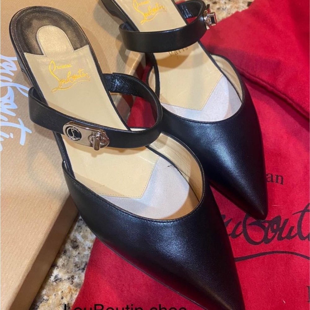 Louboutin choc mules size 39/9 in original box & with shoe bags.